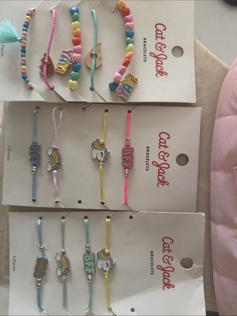 13 Cat & Jack Rainbow Unicorn & Heart Bracelets (2packs missing 1)